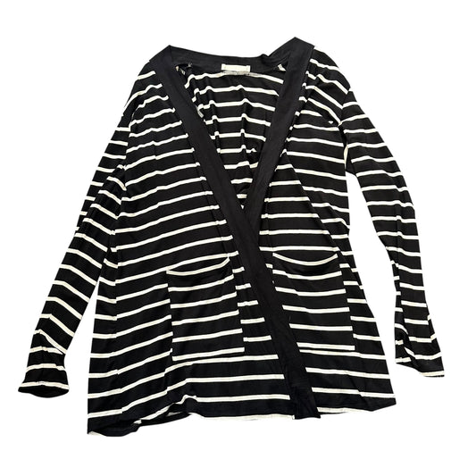 ZENANA BLACK WHITE STRIPED OPEN CARDIGAN 44 SMALL