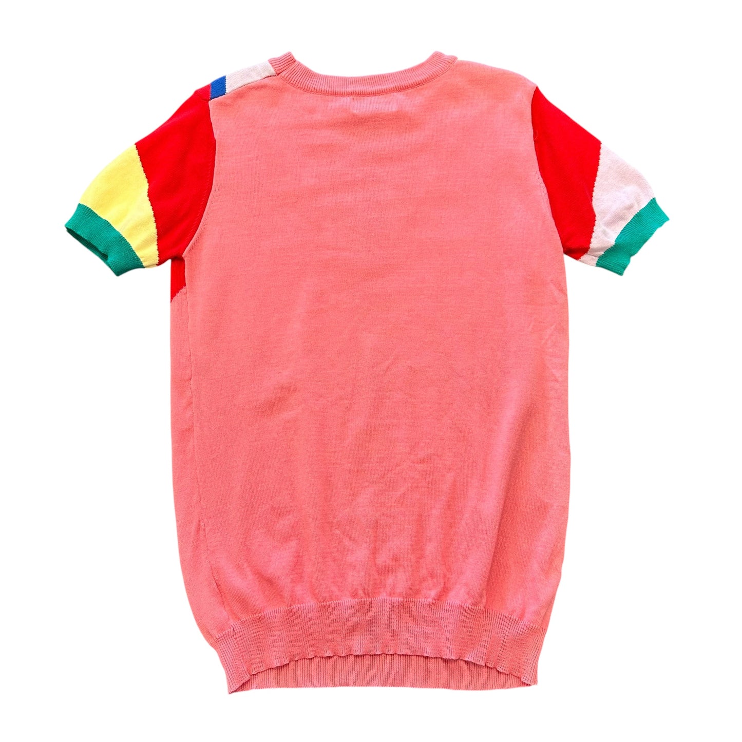 OXKNITSTORE RED COLORFUL SHORT SLEEVE KNIT TOP 100 L/XL