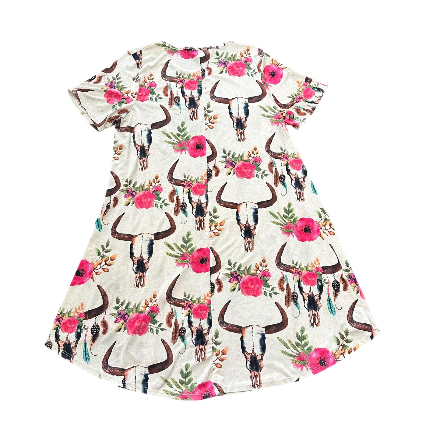 L&B BEIGE WESTERN FLORAL DRESS 272 LARGE