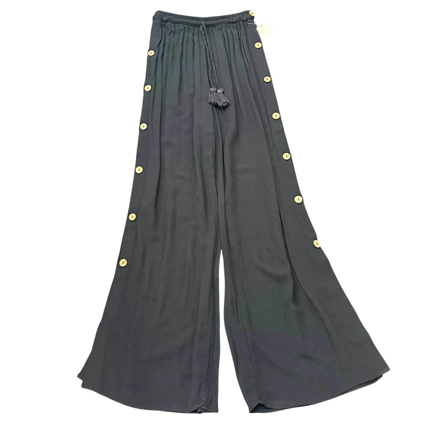 OLIVACEOUS BLACK WIDE LEG PANTS BUTTONS 27 SMALL