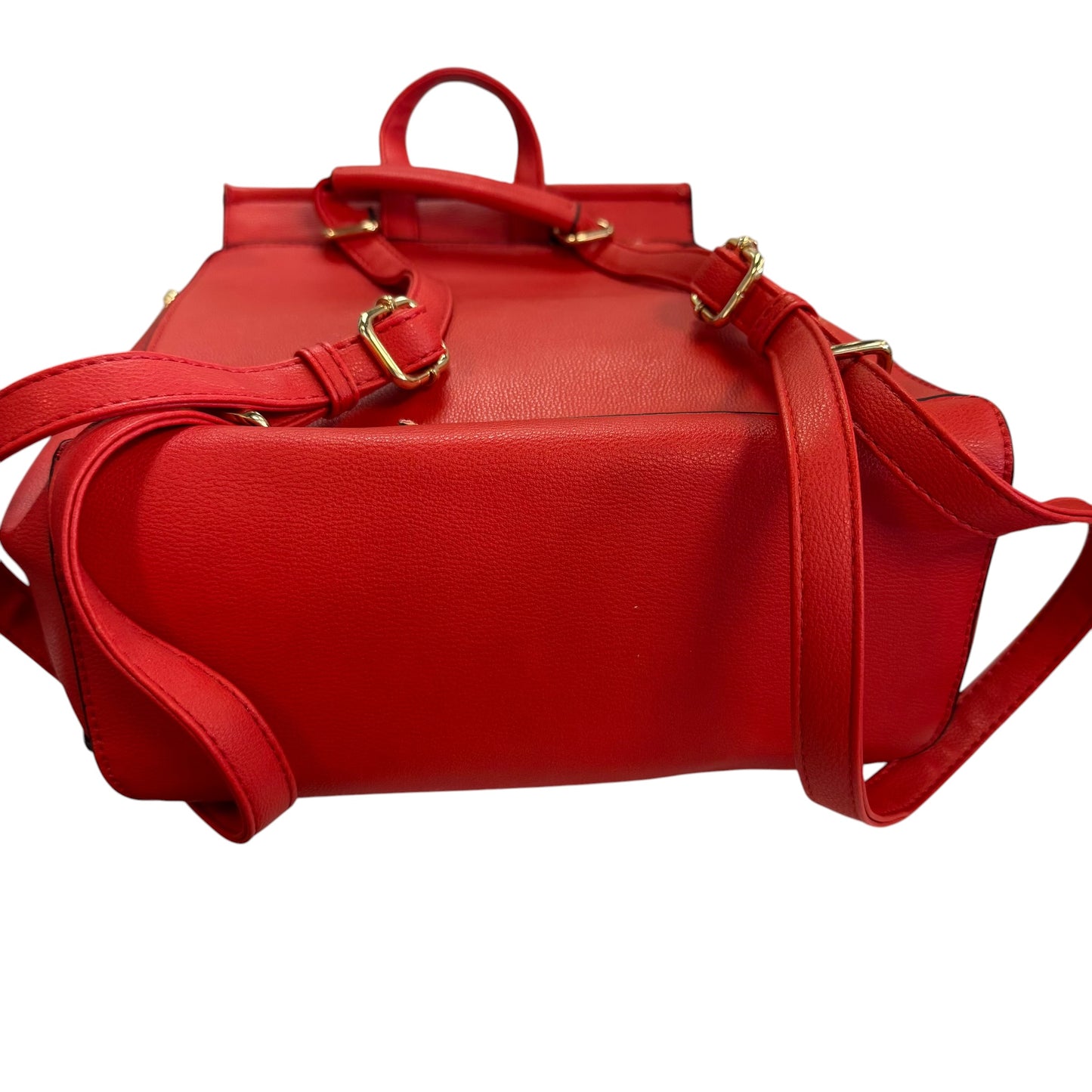 RED FAUX LEATHER BACKPACK W WALLET *DAMAGED 263 OS