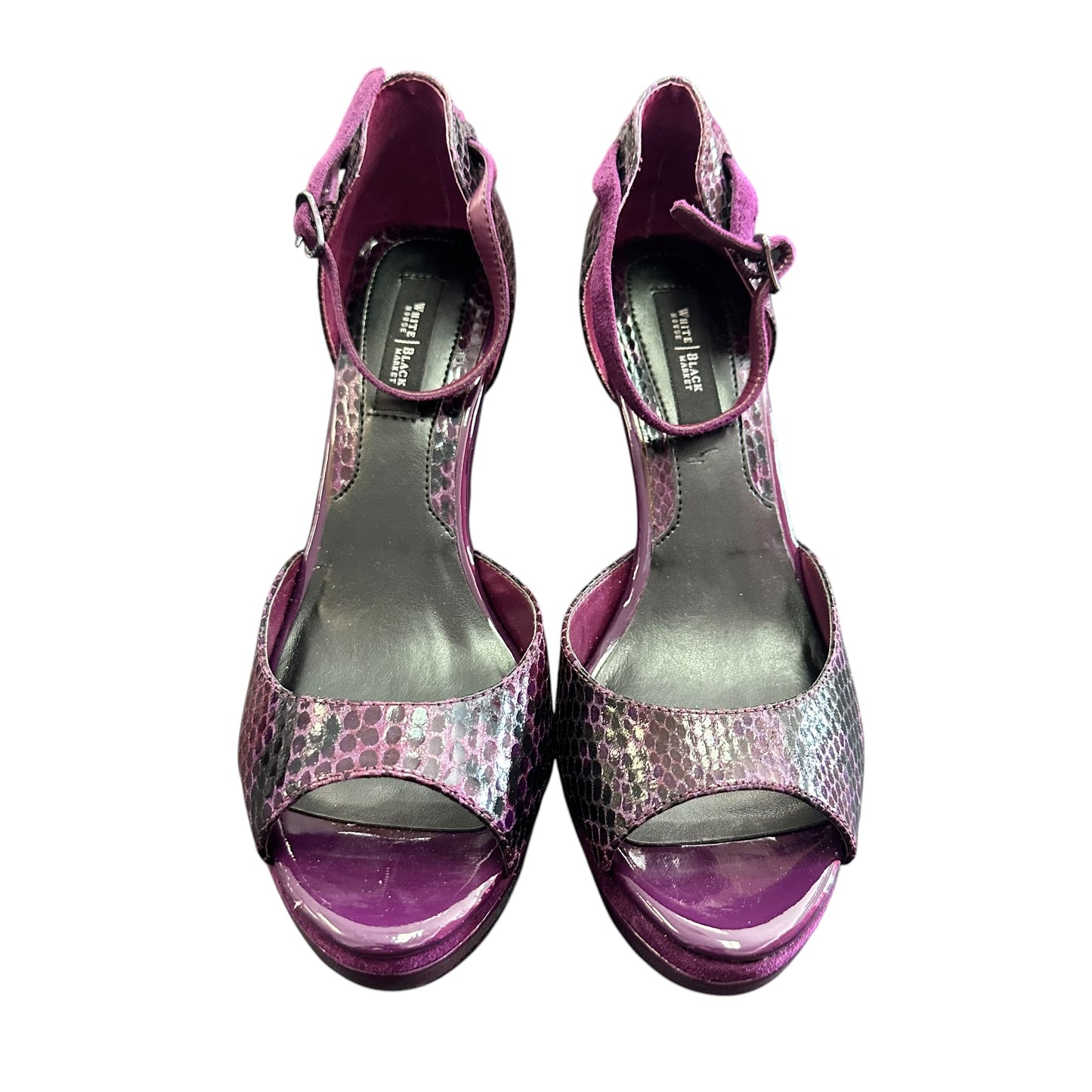 WHBM AVALON PURPLE SNAKESKIN HEELS NWB 162 SZ 8
