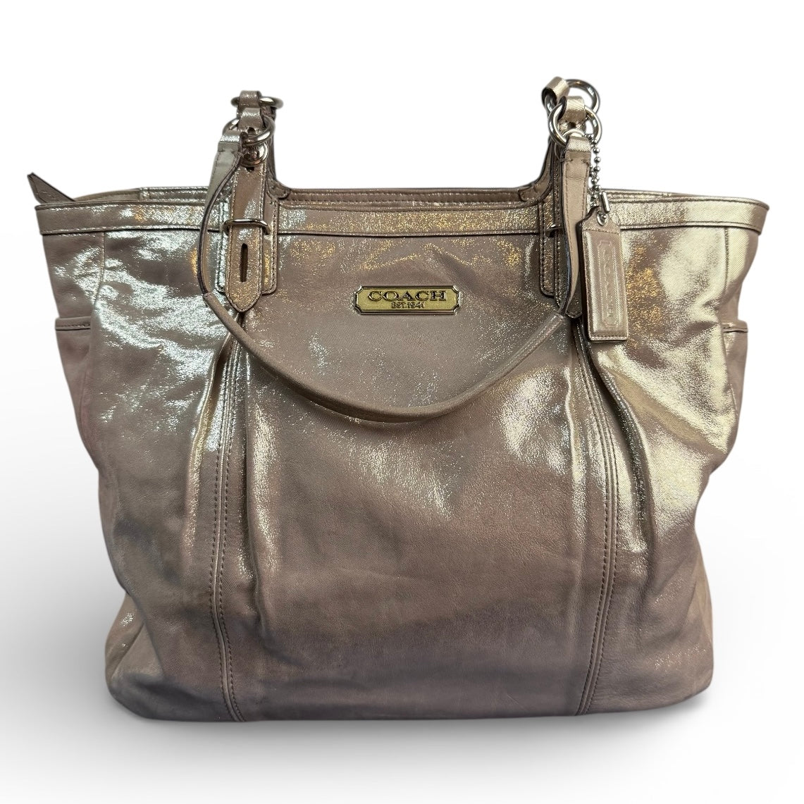 COACH HAMPTON LAGUNA TOTE BAG METALLIC SHIMMER GOLD 242