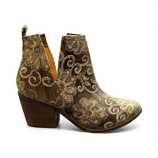 NAUGHTY MONKEY SELENI GRAY VELVET ANKLE BOOTIES SZ 9