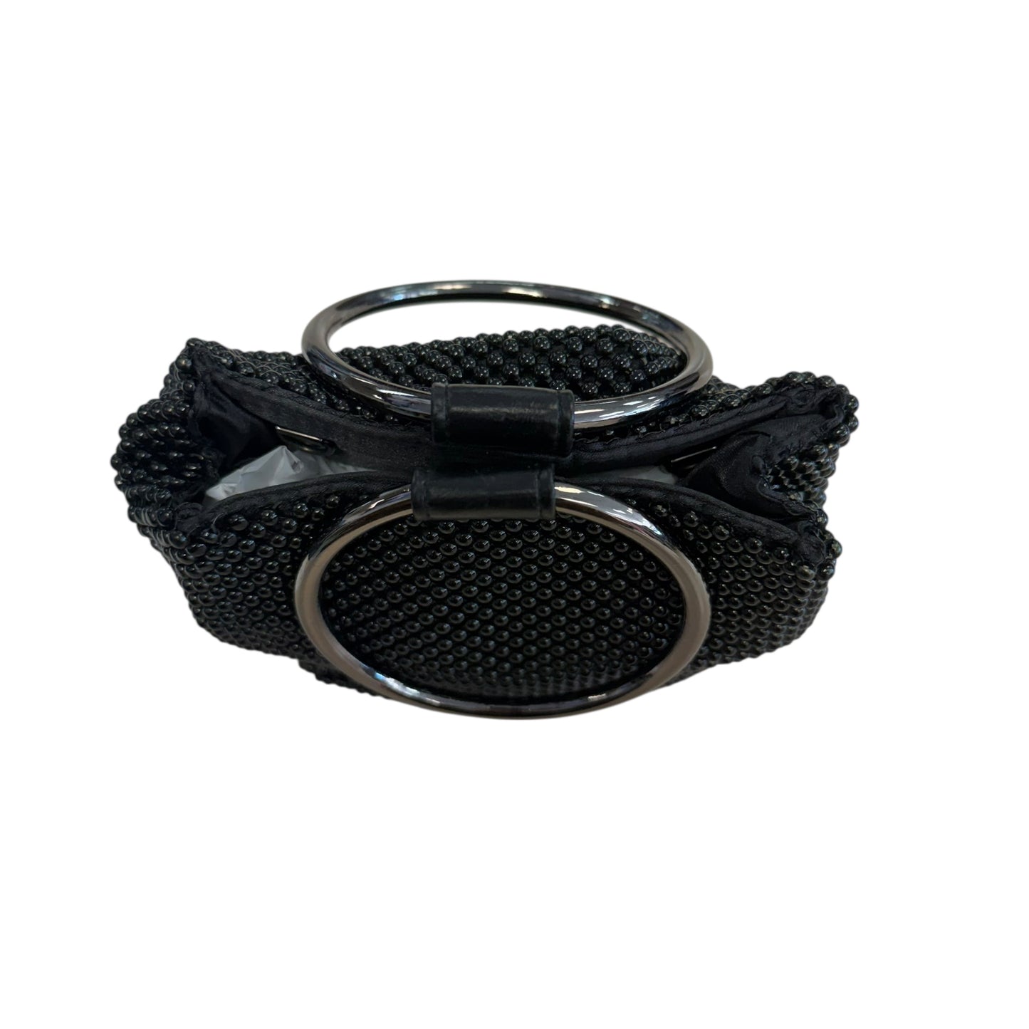 BALL MESH BLACK RING CLUTH HANDBAG