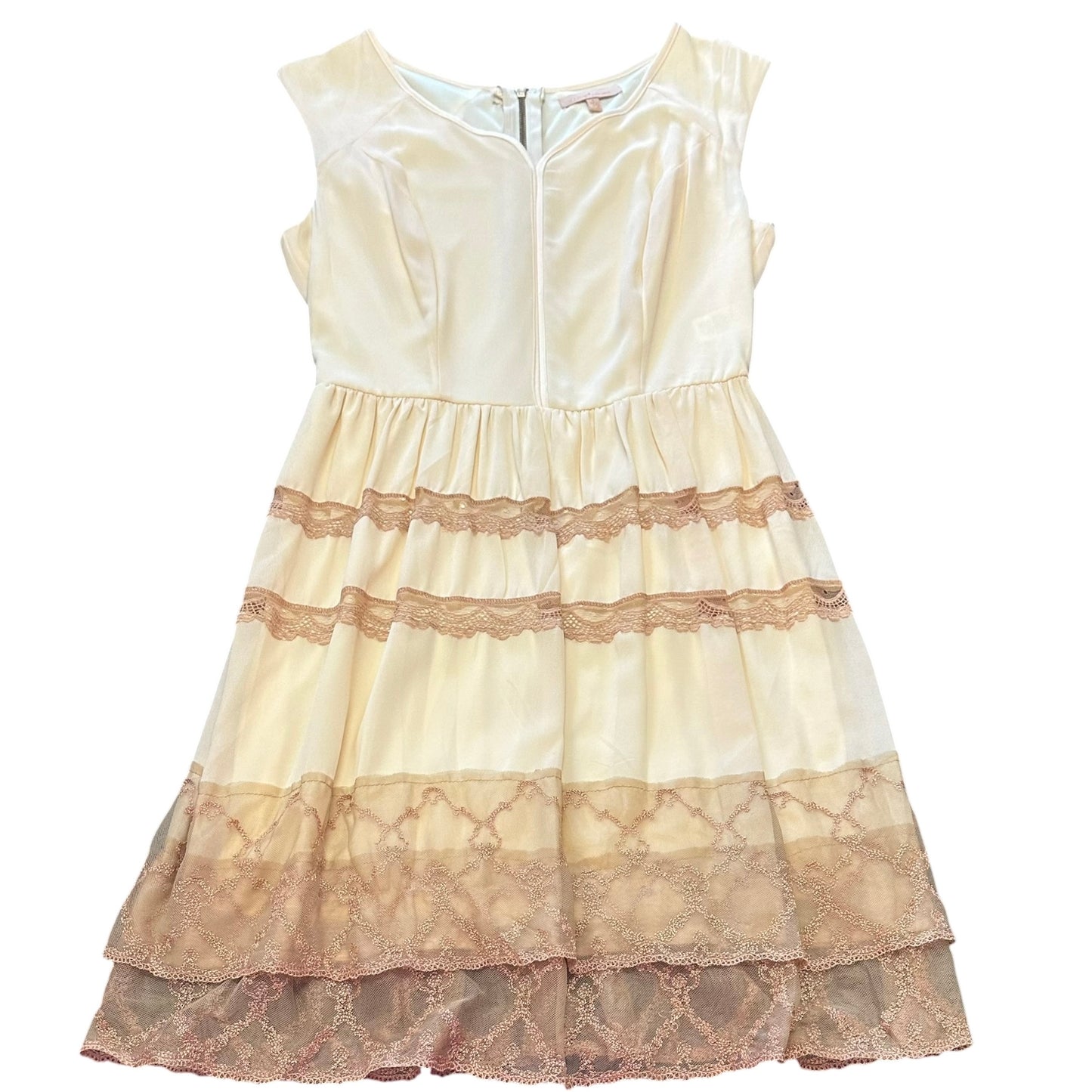 GIBSON LATIMER BEIGE DRESS TAN LACE 100 SZ 6