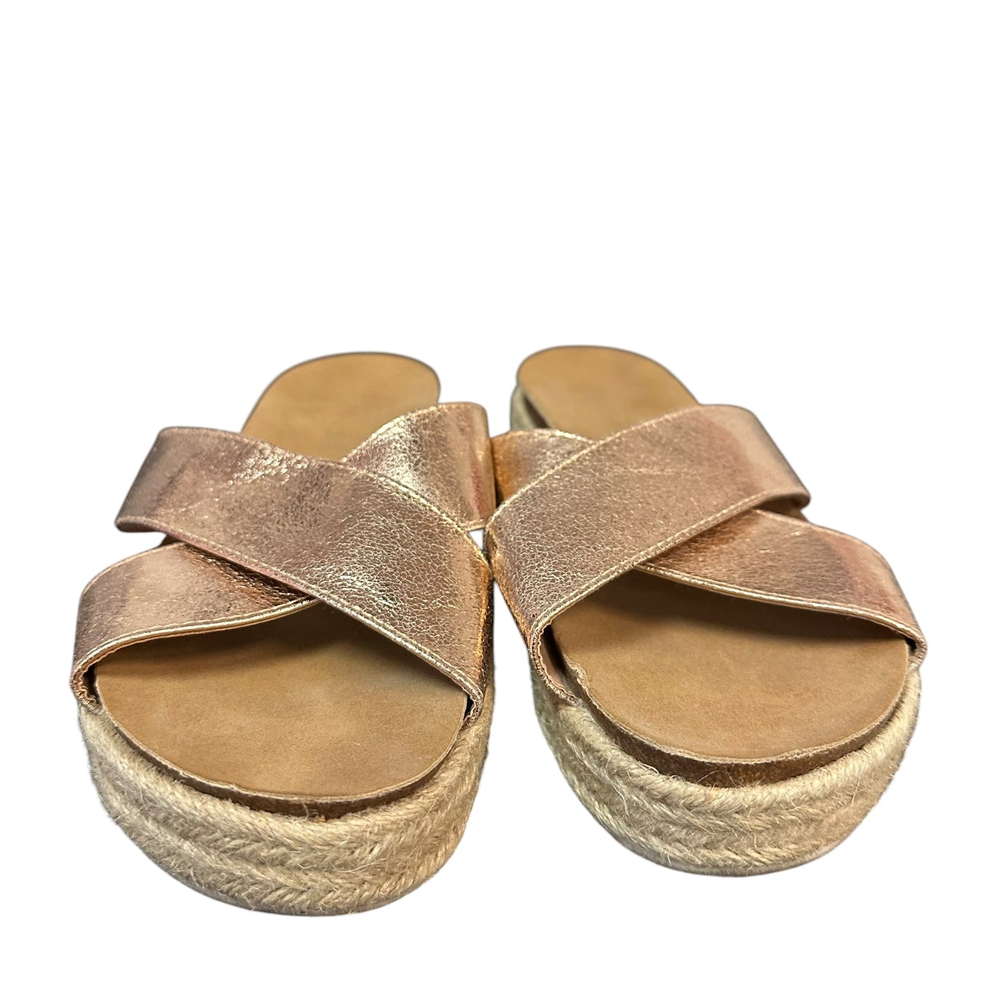 GLAZE METALLIC ROSE GOLD ESPADRILLE SANDALS 279 SZ 9