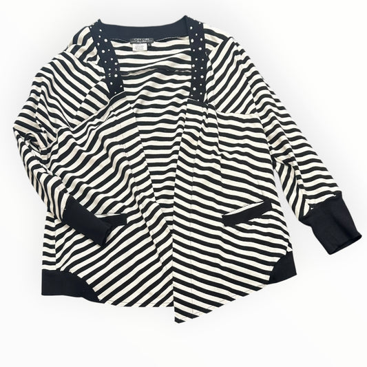 CITY GIRL BLACK WHITE STRIPED OPEN CARDIGAN 100 LARGE