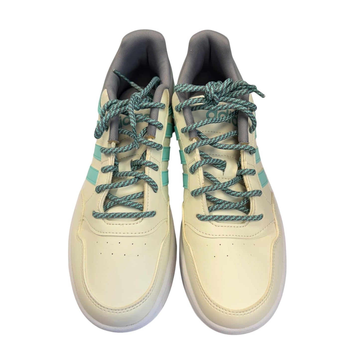 ADIDAS HOOPS 3.0 BEIGE TEAL SNEAKERS 39 LIKE NEW SZ 7/7.5