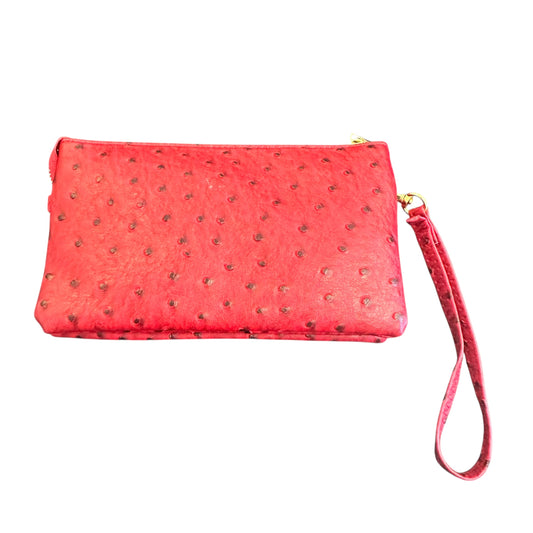 FAUX RED LEATHER EMBOSSED CROSSBODY OS