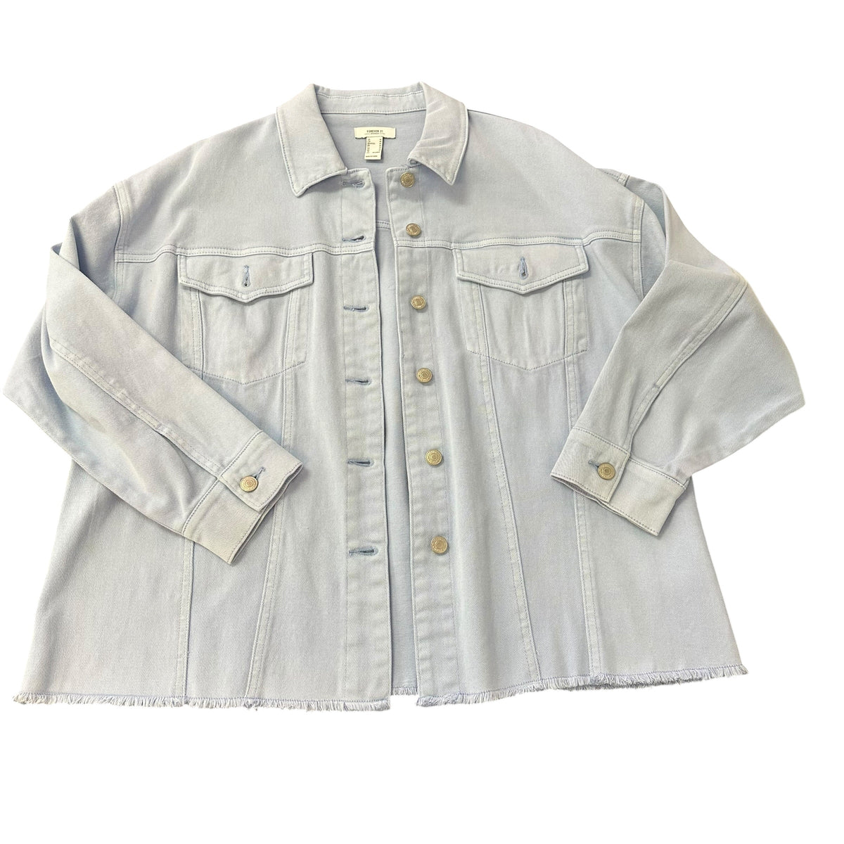 FOREVER 21 MEN BLUE DENIM DISTRESSED JACKET 72 MEDIUM