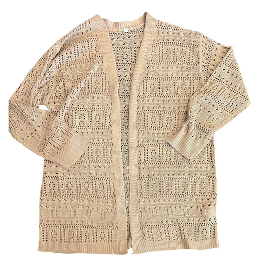 BROWN OPEN KNIT CARDIGAN 100 SMALL