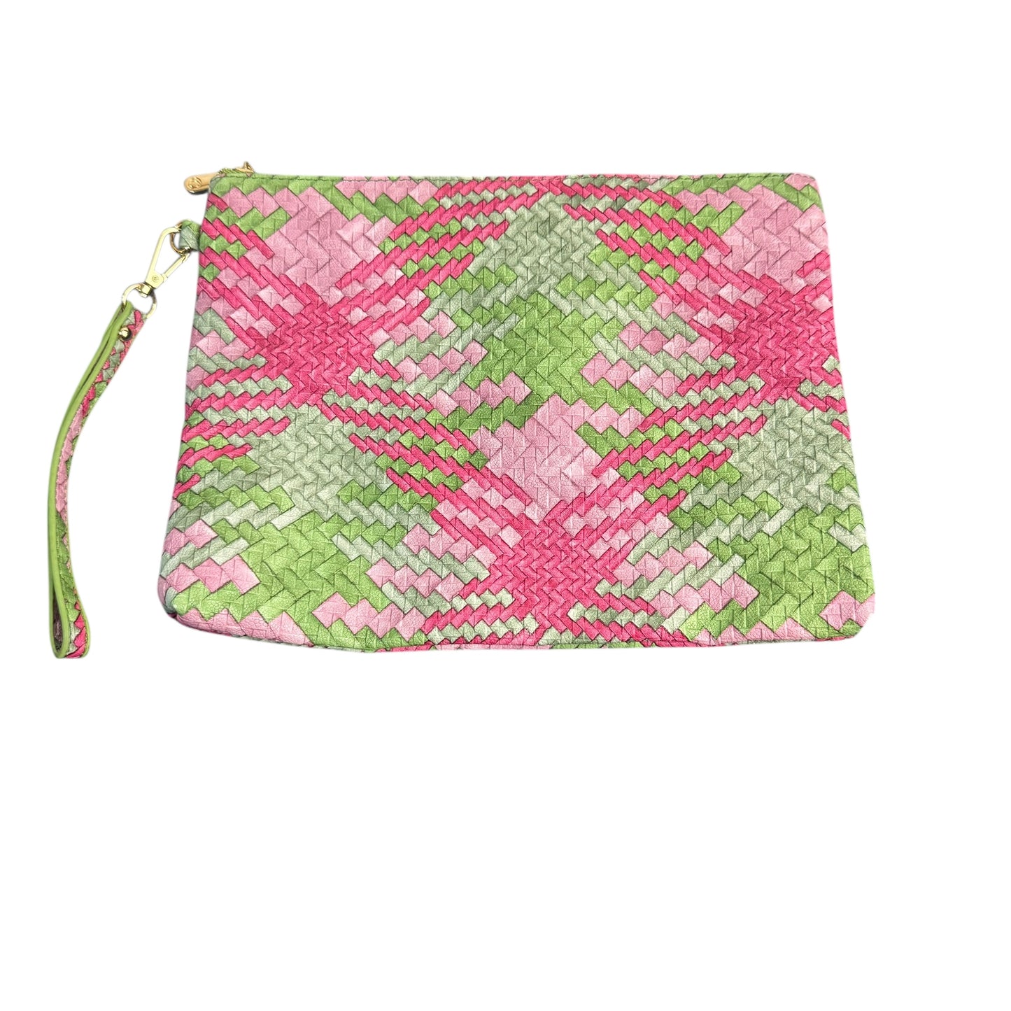 GREEN PINK WOVEN VINYL WRISTLET NWT 100