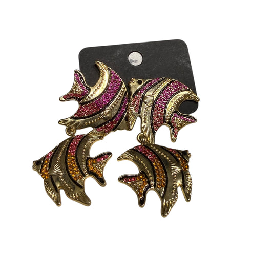 GOLD RHINESTONE FISH EARRINGS 100 OS