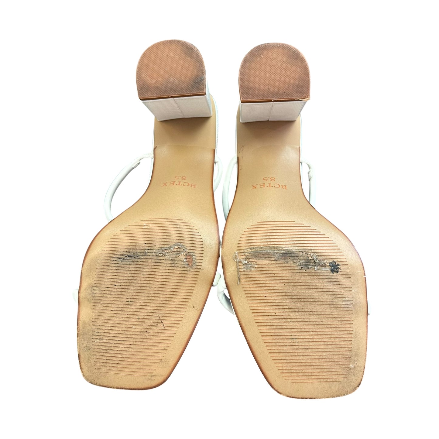 BCTEX WHITE HEELED SANDALS 100 SZ 8.5