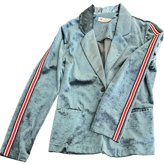 LOVELY ME BOUTIQUE BLUE VELOUR BLAZER 256 LARGE