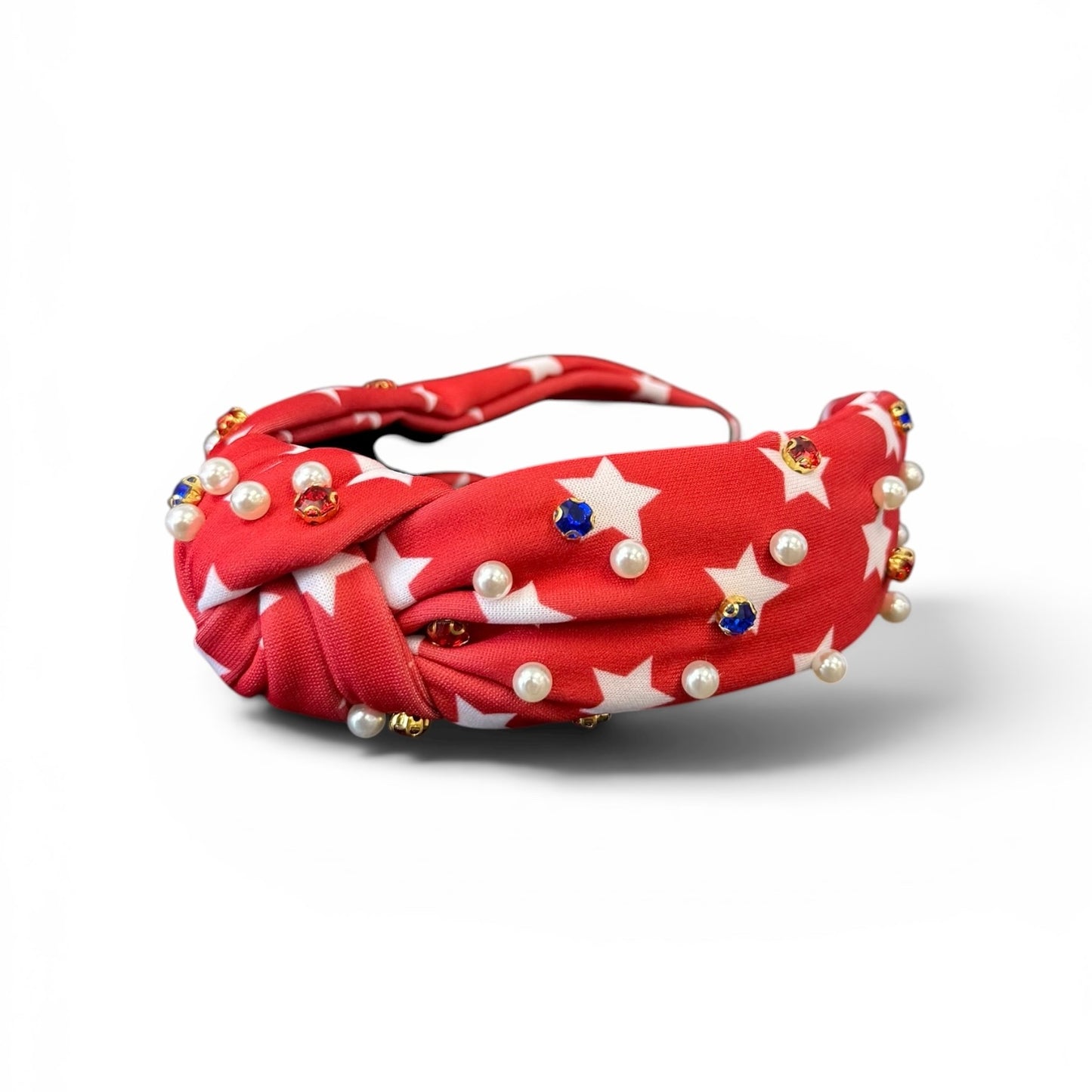 RED WHITE STARS HEADBAND EMBELLISHED NEW