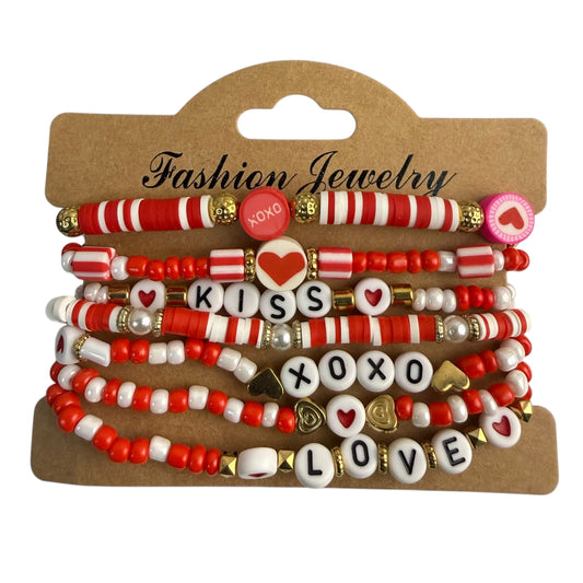 RED VALENTINE BRACELET SET NEW