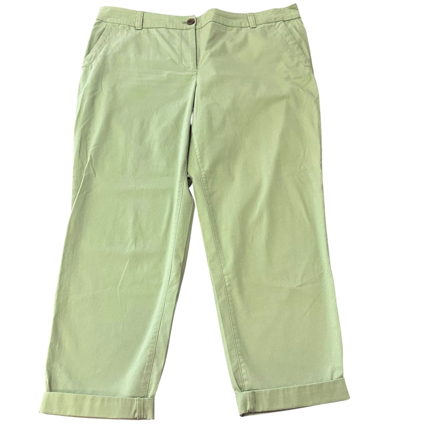TALBOTS THE WEEKEND CHINO GREEN TROUSERS 8 SZ 12
