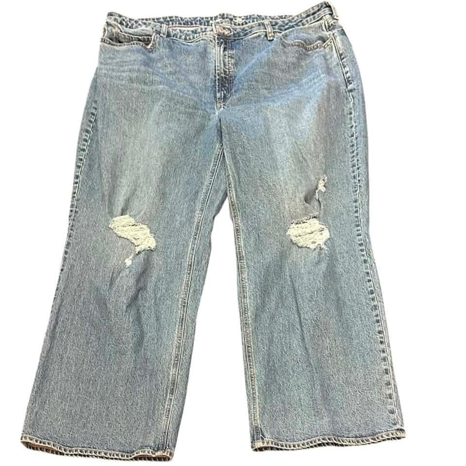 OLD NAVY EXTRA HIGH RISE CURVY SKI HI WIDE BLUE JEANS 123 SZ 22