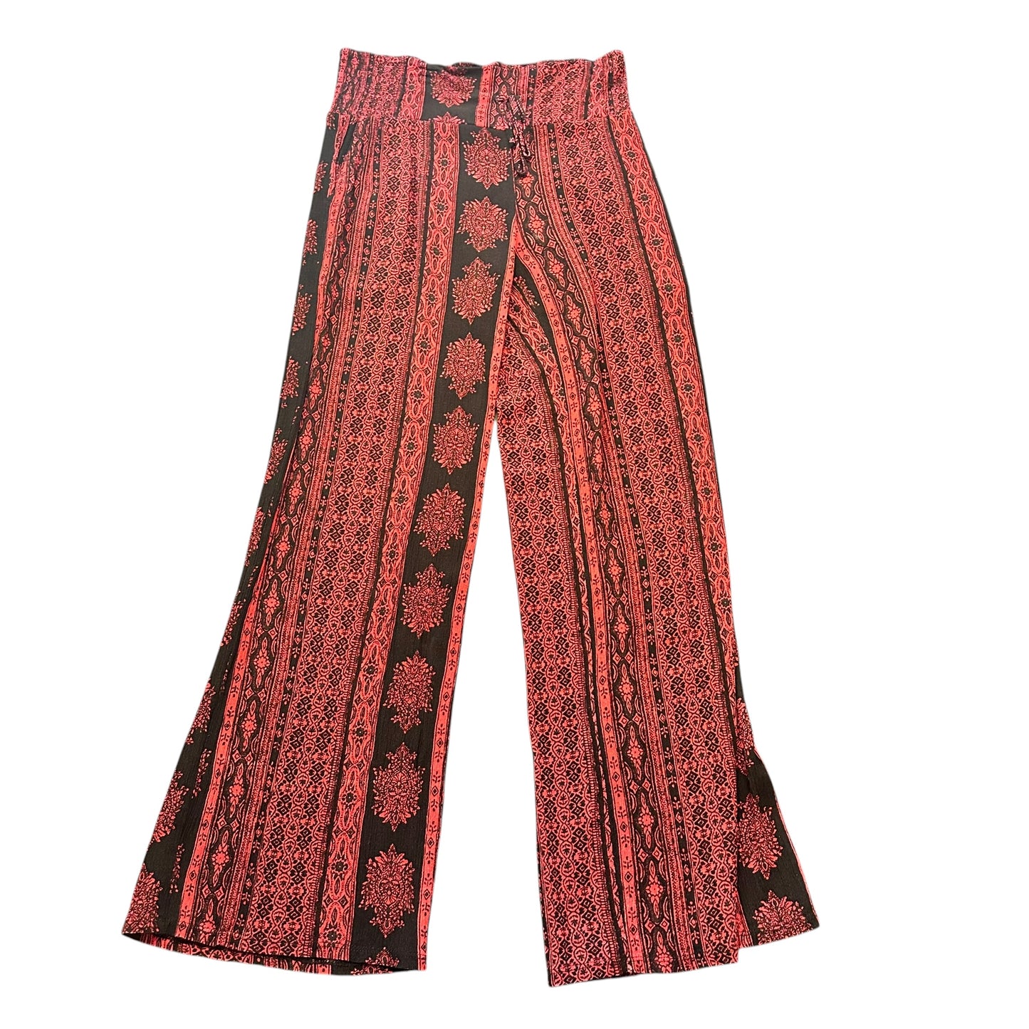 PEACE PEARLS RED BLACK WIDE LEG GAUZE 63 SMALL