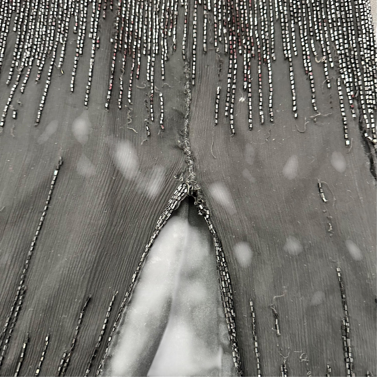 BLACK SILK BEADED ART DECO MAXI DRESS 111 XS/2