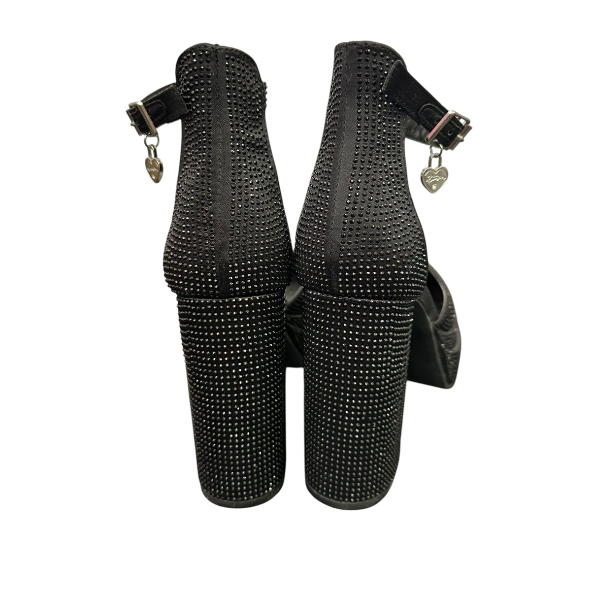 SUGAR PLATFORM MARY JANE HEELS BLACK RHINESTONE 143 SZ 8