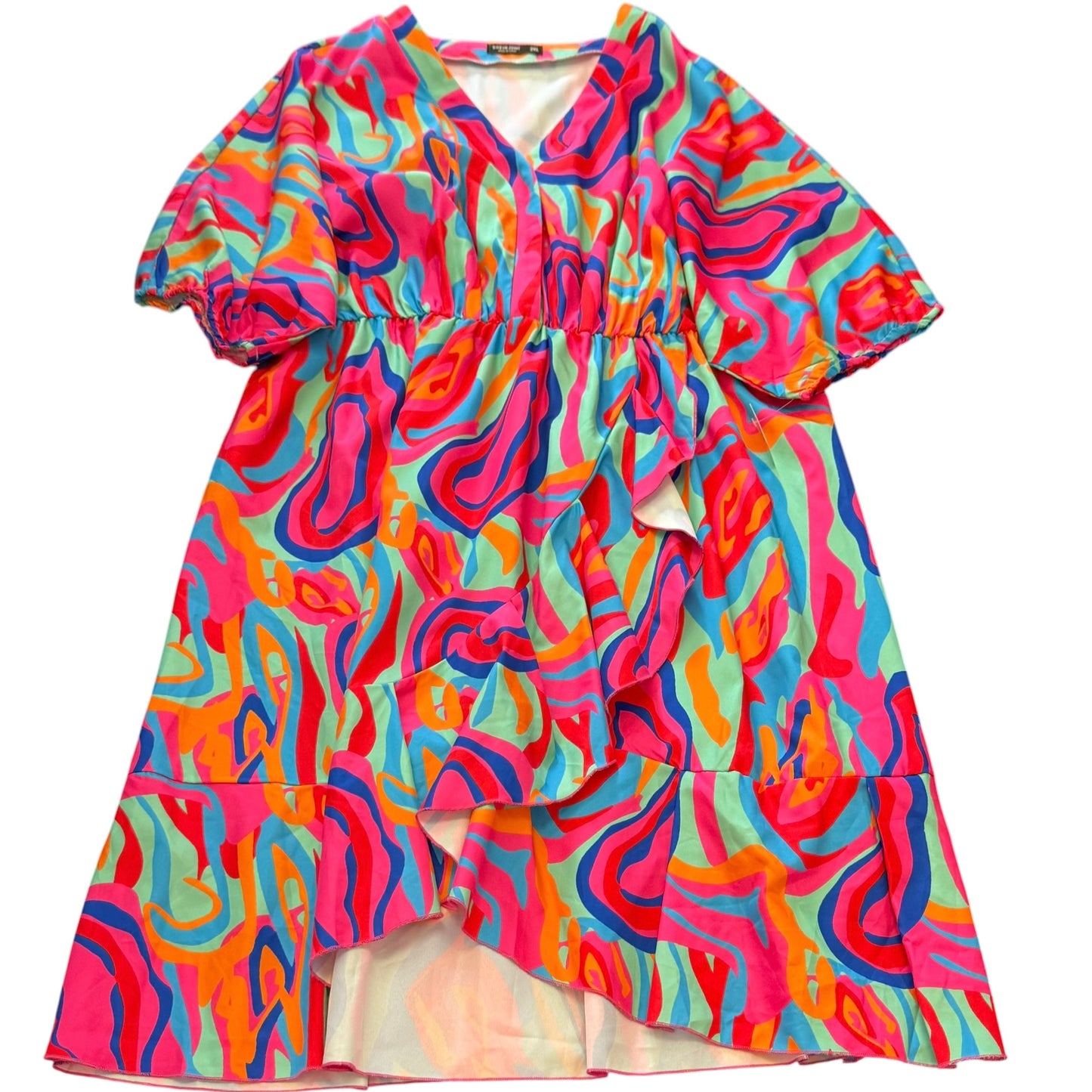 SHEIN CURVE COLORFUL FAUX WRAP DRESS 262 2XL