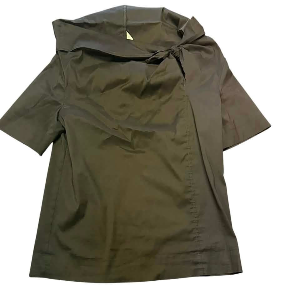 TRINA TURK BLACK SHORT SLEEVE BLOUSE 255 MEDIUM