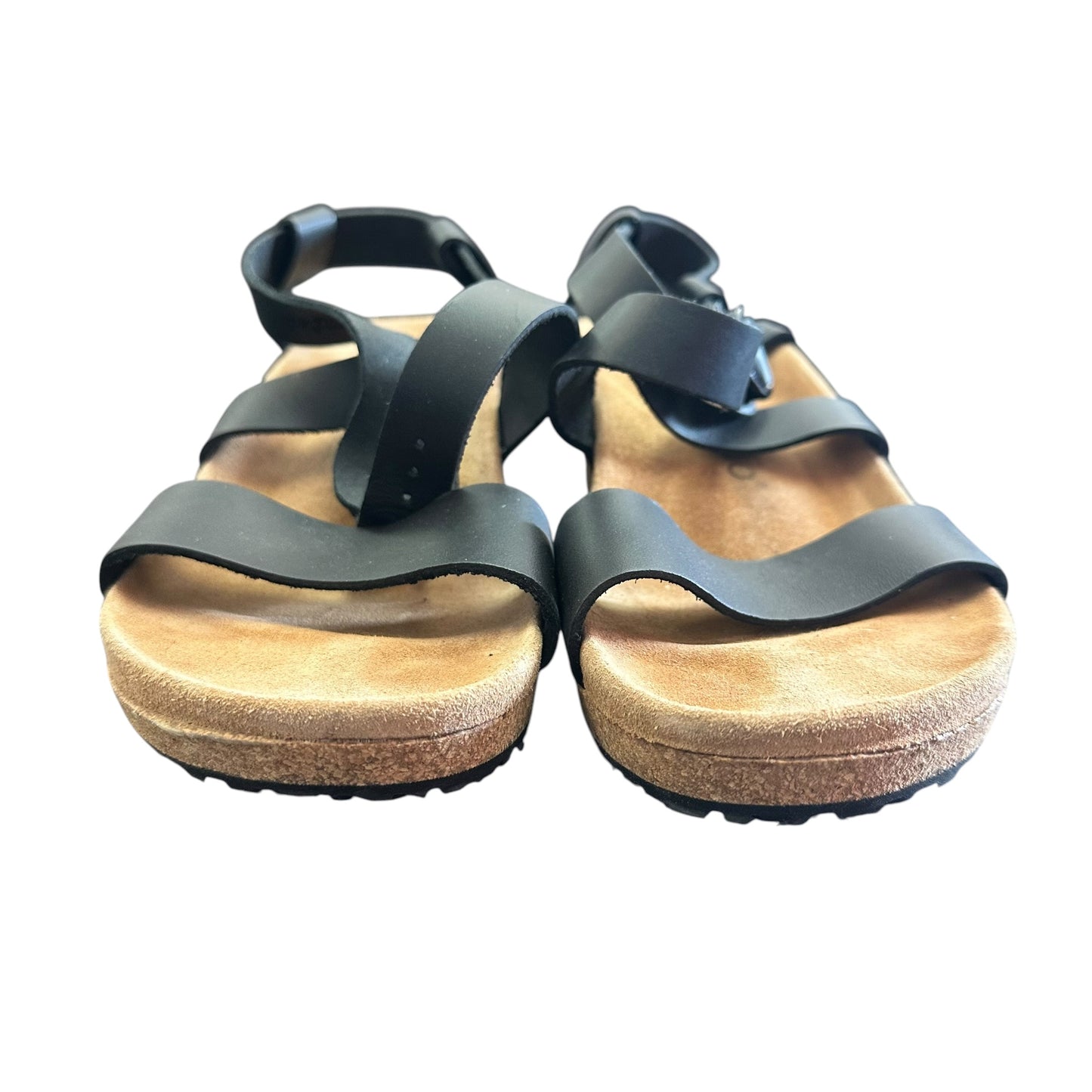 PAPILLIO BIRKENSTOCK  BLACK WEDGE SANDALS 123 SZ 10
