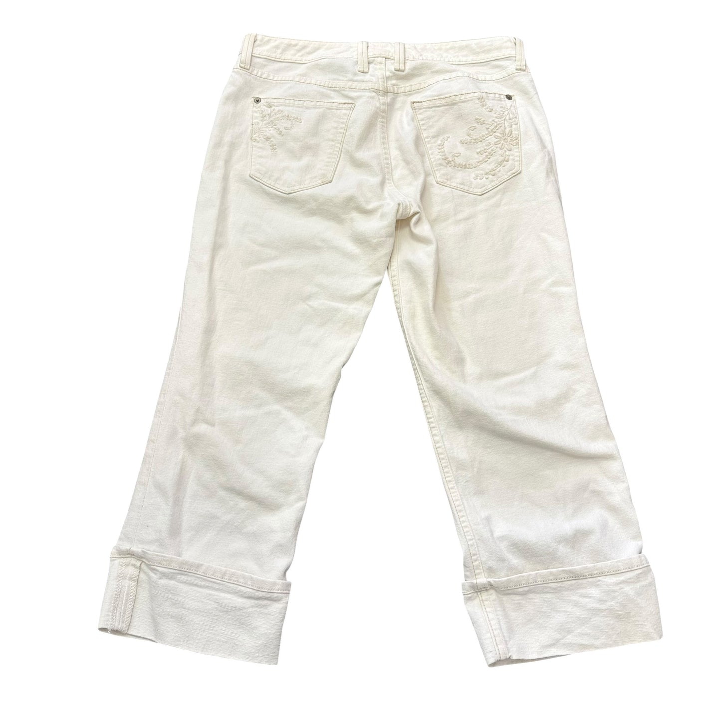 EDDIE BAURER BEIGE CROPPED CUFF JEANS 100 SZ 6