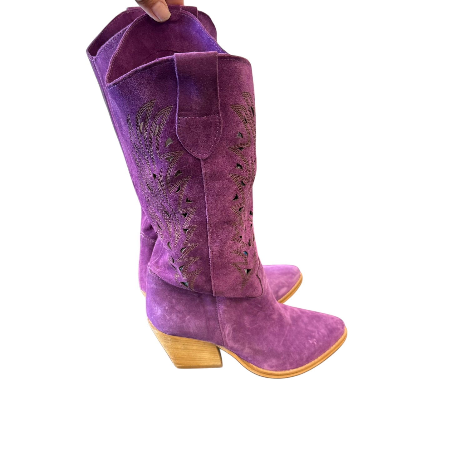 KALI SHORE PURPLE LEATHER COWBOY BOOTS 100 SZ 10