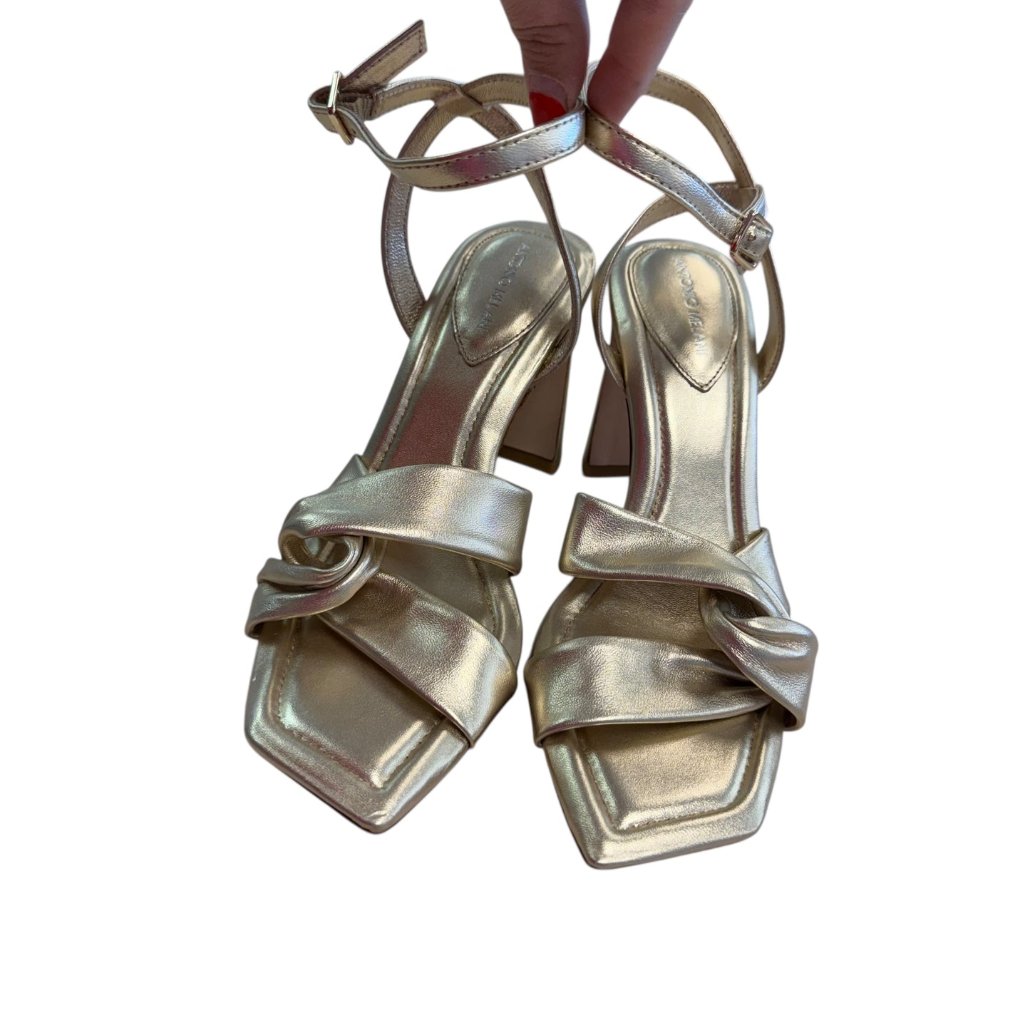 ANTONIO MELANI GOLD METALLIC LEATHER MELANI NIKKI DRESS SANDALS 14 SZ 7.5