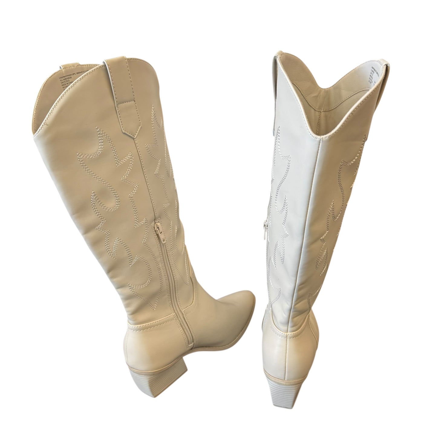 MADDEN GIRL BEIGE FAUX LEATHER COWBOY BOOTS 100 SZ 9