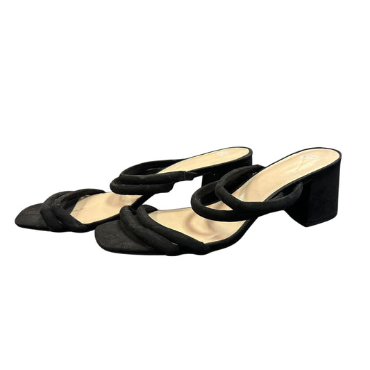 BP BLACK DOUBLE STRAP BLOCK HEEL SANDALS 100 SZ 11