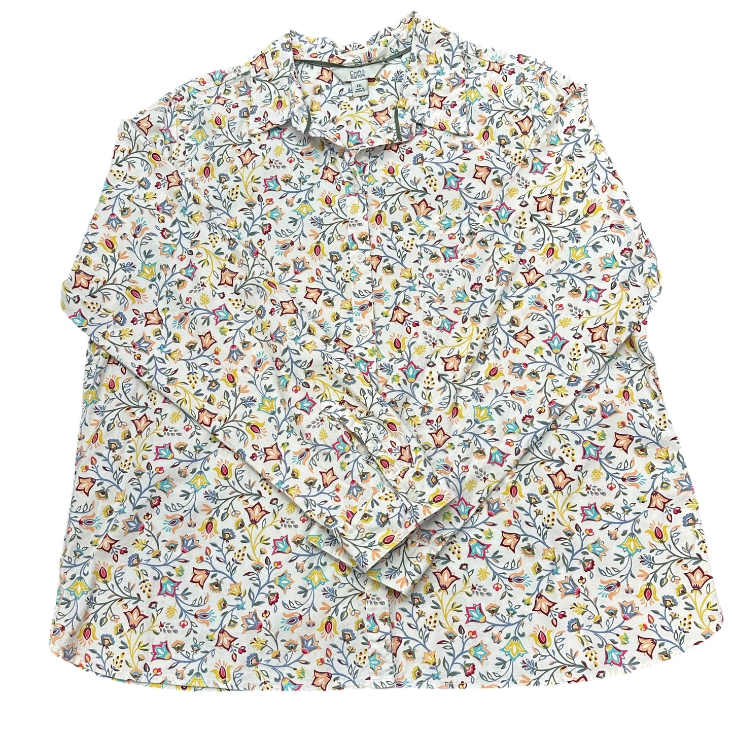 CROFT & BARROW WHITE FLORAL BUTTON UP 227 2X