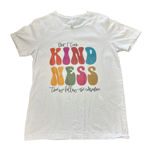 TEACH KINDNESS WHITE T-SHIRT 84 MEDIUM