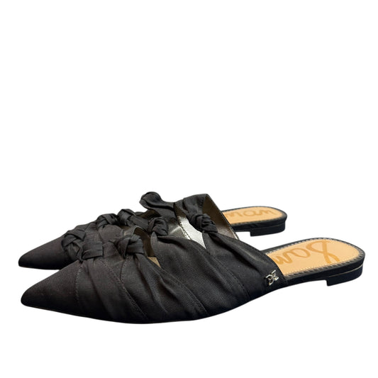 SAM EDLEMAN SHANTI KNOTTED TRIM POINTED MULE BLACK 227 SZ 8