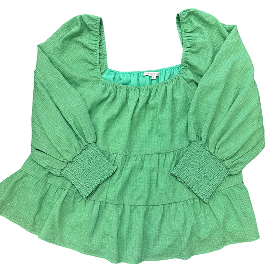 JOY JOY GREEN PUFF SLEEVE BLOUSE 100 XL