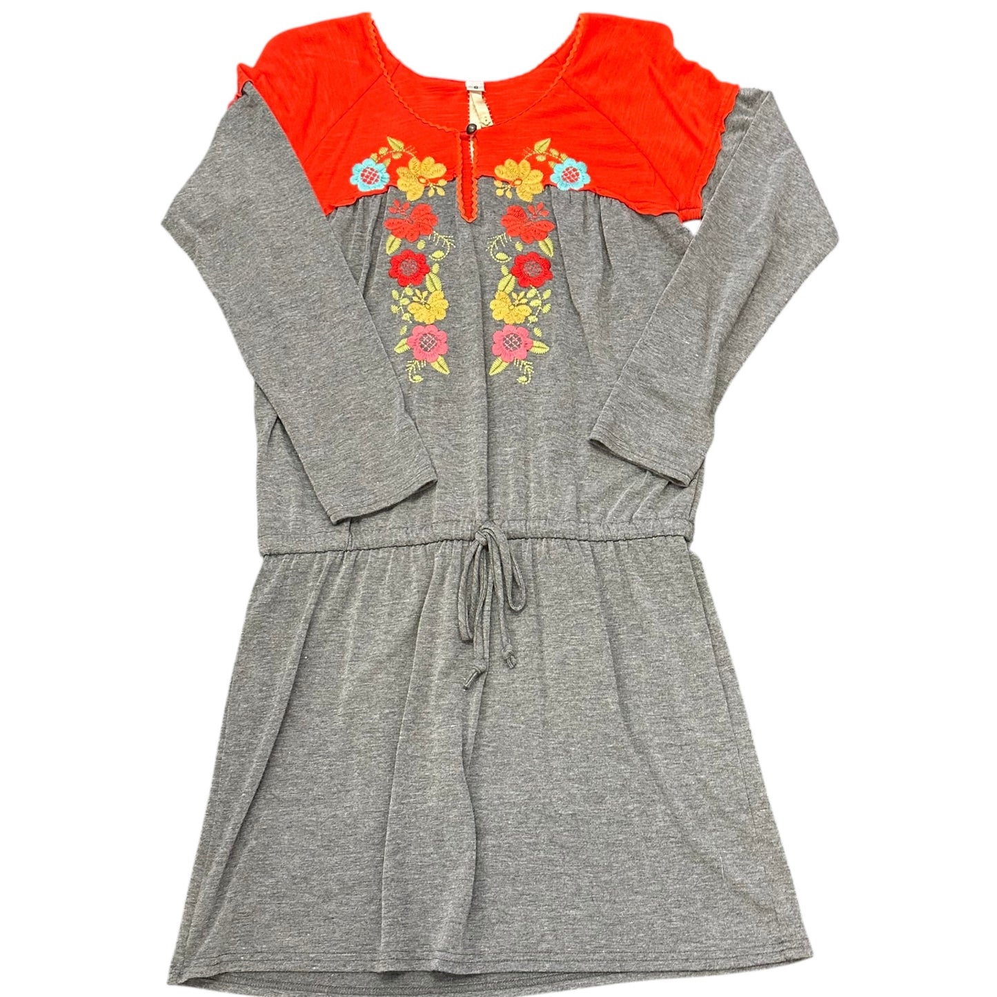 UNCLE FRANK GRAY ORANGE EMBROIDERED DRESS 112 SMALL