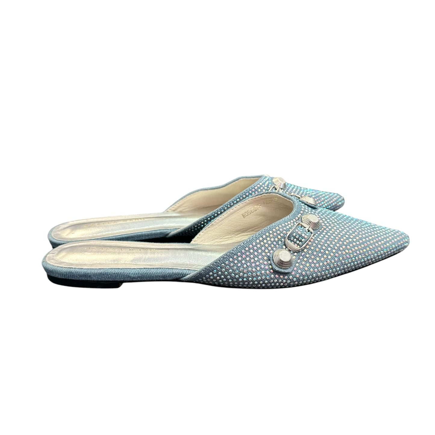 AZALEA WANG BLUE RHINESTONE MULES 246 7.5