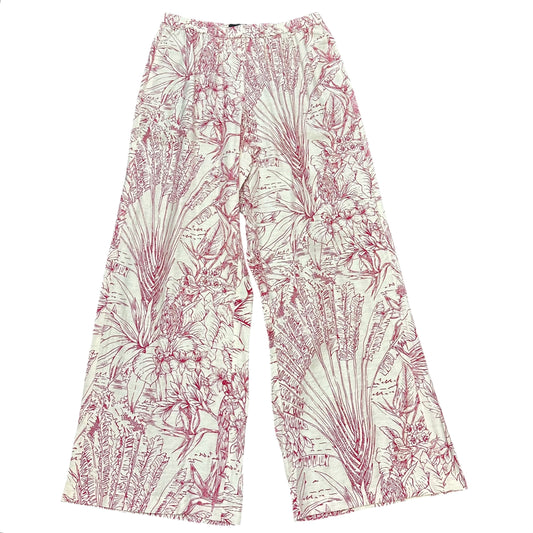 EXPRESS BEIGE PINK TROPICAL ELASTIC WAIST PANTS NWT 100 MEDIUM