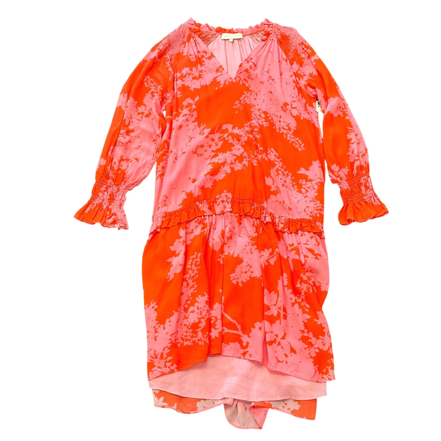 CABELLERO PINK RED FLORAL DROP HEM DRESS 15 XS