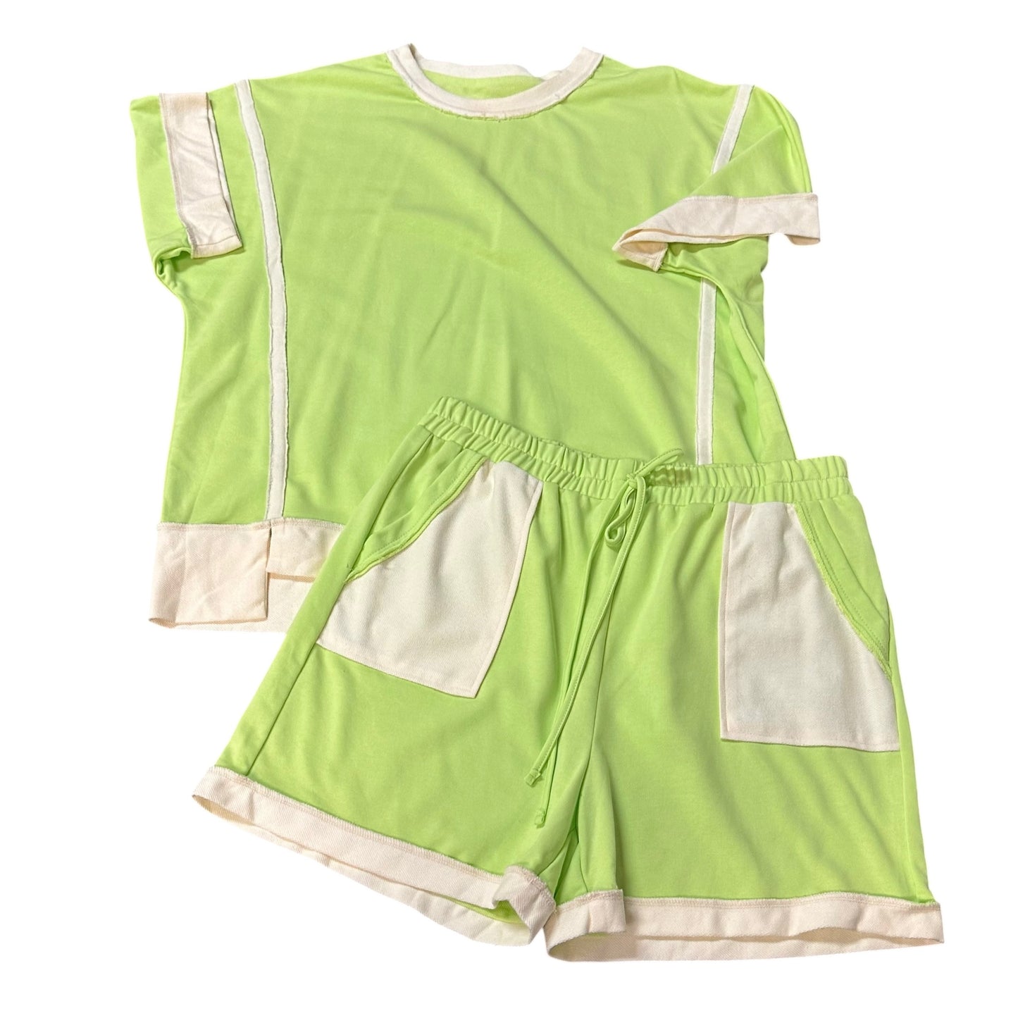 LIME GREEN 2 PC SHORT SET NWOT 100 XL