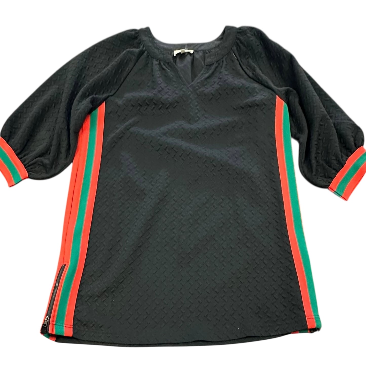 ENTRO BLACK RED GREEN TEXTURED DRESS 100 SMALL
