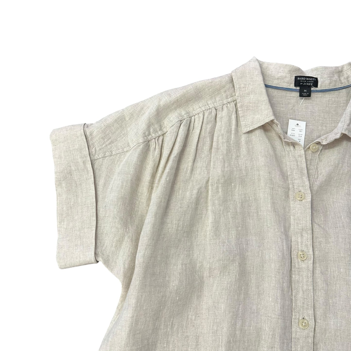 J CREW TAN LINEN BUTTON UP DRESS 249 MEDIUM