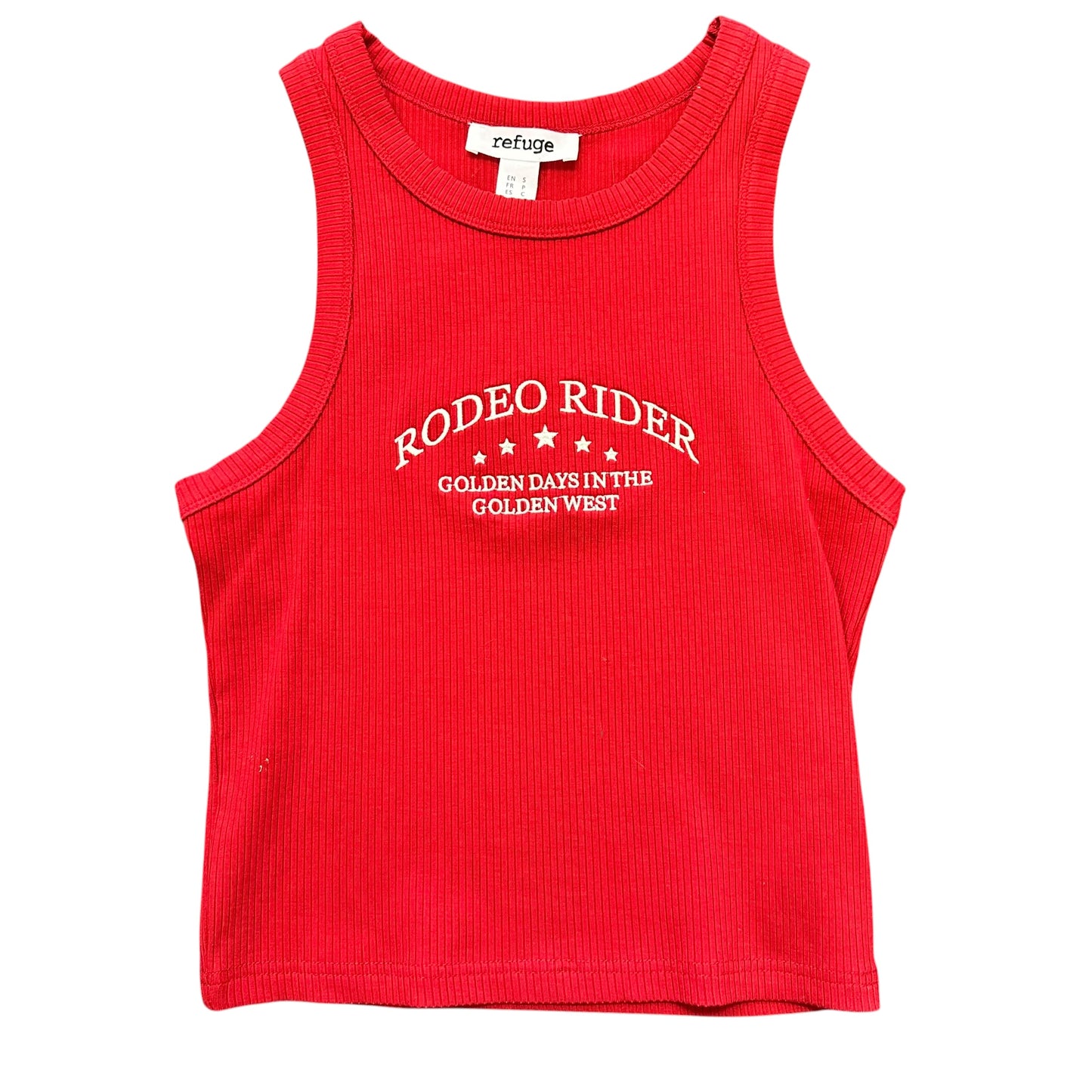 REFUGE RIBBED RODEO RIDER CROP TANK TOP NWT 143 SMALL