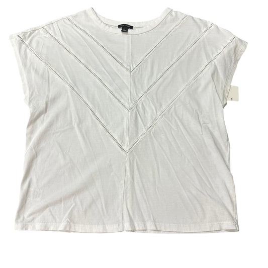 ANN TAYLOR WHITE EMRBOIDERED TEE 44 SMALL