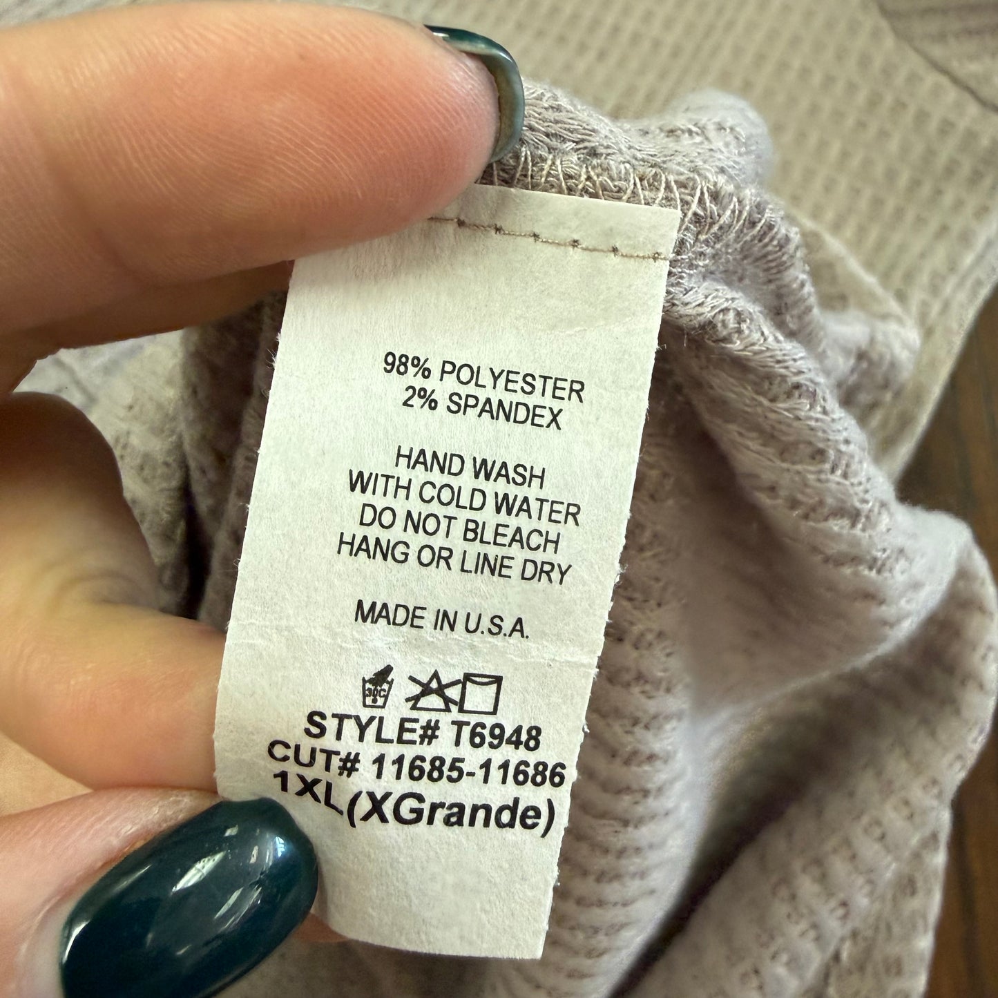 BLUMIN APPAREL TAUPE WAFFLEKNIT TOP 125 1X