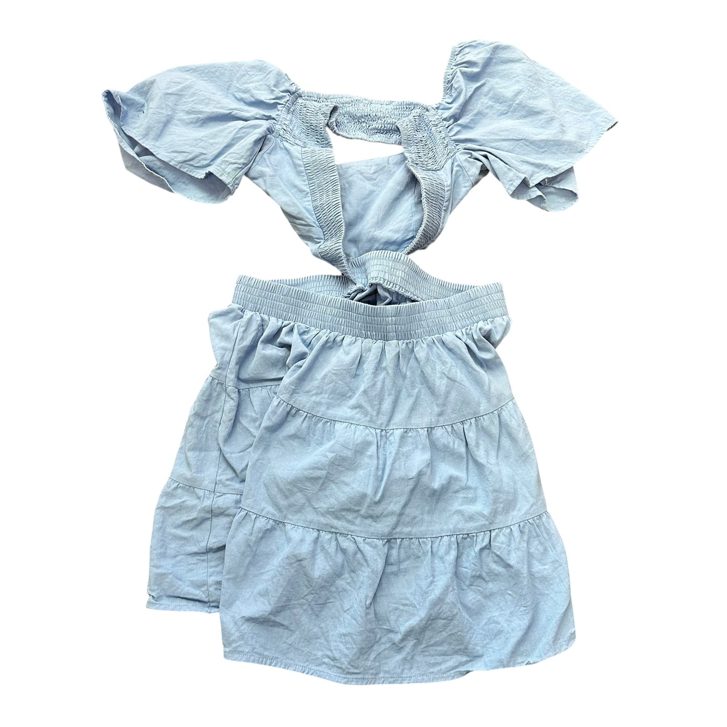 BLUE OPEN BACK TIERED DRESS 158 MEDIUM